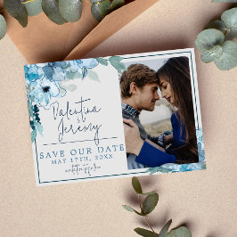 Elegante Floral Dusty Aquamarines Wasser Save The Date