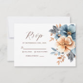Elegante Floral Dusty RSVP Karte (Vorderseite)