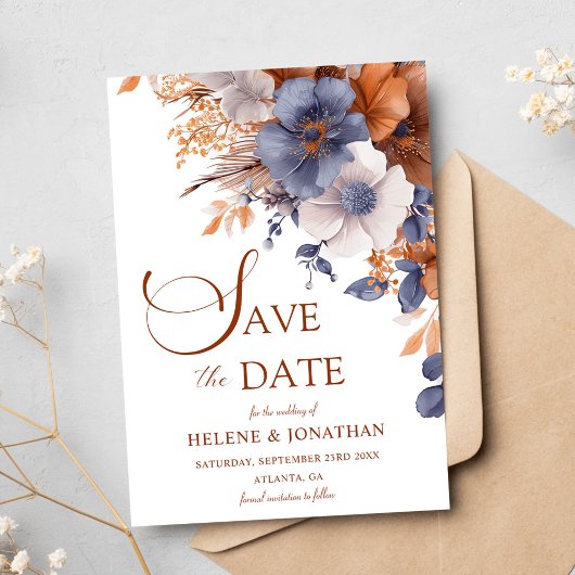 Elegante Floral Dusty Save The Date