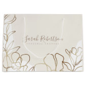 Elegante Floral-Elfenbeinpapiertasche  Große Geschenktüte (Vorderseite)