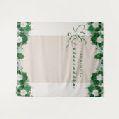 Elegante Floral Emerald Green Quinceanera Hintergr Wandteppich (Vorderseite (Horizontal))