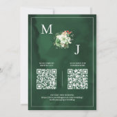 Elegante Floral Emerald Green Winter Wedding Einladung (Rückseite)