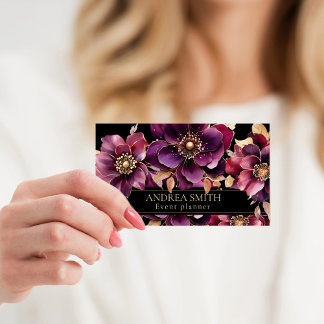 Elegante Floral Event Planner Business Card Visitenkarte