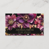 Elegante Floral Event Planner Business Card Visitenkarte (Vorderseite)