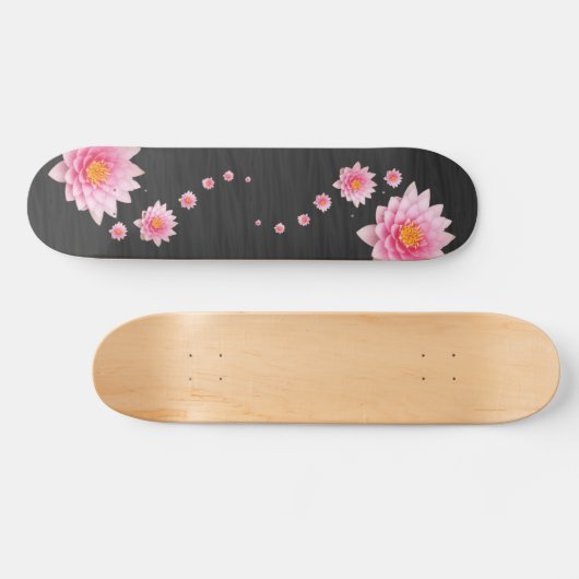 Elegante Floral Floating Pink Lotus Blume Skateboard (Horizontal)