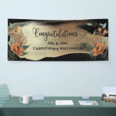 Elegante Floral Gold Black Glückwunsch Hochzeit Banner (Messe)