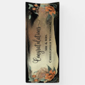 Elegante Floral Gold Black Glückwunsch Hochzeit Banner (Vertikal)