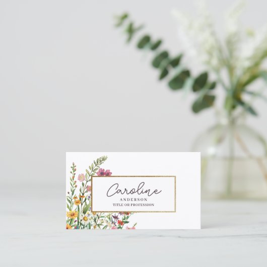 Elegante Floral Gold Business Card Visitenkarte (Stehend Vorderseite)