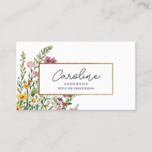 Elegante Floral Gold Business Card Visitenkarte