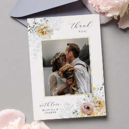 Elegante Floral Gold Foil Wedding Dankeschön Karte