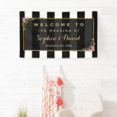 Elegante Floral Gold Foil Wedding Party Custom Banner (Insitu)