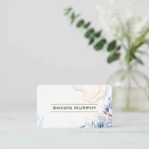 Elegante Floral Gold Line QR Code Visitenkarte