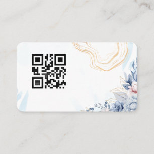 Elegante Floral Gold Line QR Code Visitenkarte