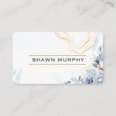 Elegante Floral Gold Line QR Code Visitenkarte (Vorderseite)