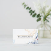 Elegante Floral Gold Line QR Code Visitenkarte (Stehend Vorderseite)