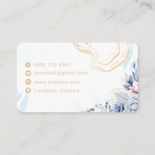Elegante Floral Gold Line QR Code Visitenkarte