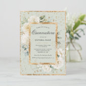 Elegante Floral Gold Sage Moderne Quinceñera Einladung (Stehend Vorderseite)