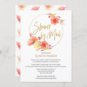 Elegante Floral Gold Script Watercolor Baby Shower Einladung