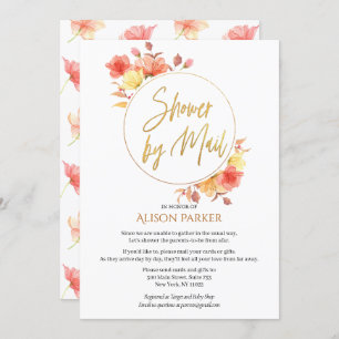 Elegante Floral Gold Script Watercolor Baby Shower Einladung