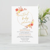 Elegante Floral Gold Script Watercolor Virtual Einladung (Stehend Vorderseite)
