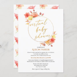Elegante Floral Gold Script Watercolor Virtual Einladung