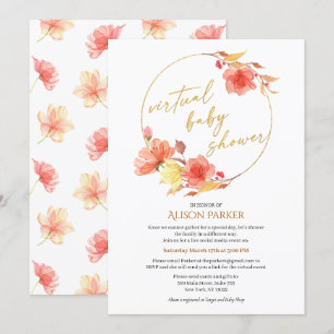 Elegante Floral Gold Script Watercolor Virtual Einladung