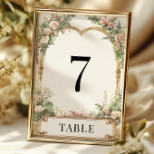 Elegante Floral Gold Wedding Tischnummer