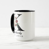 Elegante Floral Initiale personalisierte Kasse Tas Tasse (Vorderseite Links)