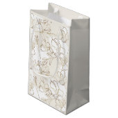 Elegante Floral Ivory Personalisiert Small Paper B Kleine Geschenktüte (Rückseite Schrägansicht)
