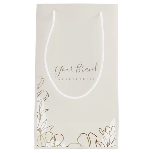 Elegante Floral Ivory Personalisiert Small Paper B Kleine Geschenktüte (Vorderseite)