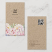 Elegante floral Kraft Business Card mit QR-Code Visitenkarte (Vorne/Hinten)