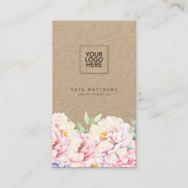 Elegante floral Kraft Business Card mit QR-Code Visitenkarte