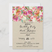 Elegante Floral & Kraft Shabby Chic Geburtstagspar Einladung (Vorderseite)