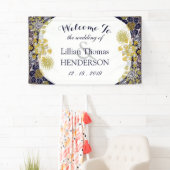 Elegante Floral Lace Silver Gold Wedding Party Banner (Insitu)