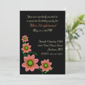 Elegante Floral Ladys zum Geburtstag Einladung (Stehend Vorderseite)