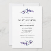 Elegante Floral Lavender Baby Dusche Einladung (Vorderseite)
