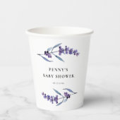 Elegante Floral Lavender Baby Dusche Pappbecher (Vorderseite)