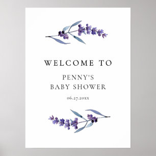 Elegante Floral Lavender Baby Dusche Willkommen Poster