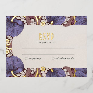 Elegante floral Lavender Wedding RSVP Card Folie Einladungspostkarte