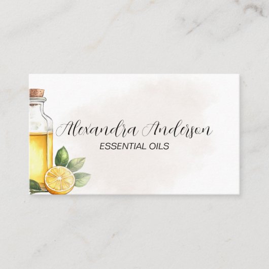 Elegante Floral Lemon Essential Oils Wasserfarbe Visitenkarte (Vorderseite)
