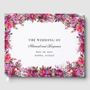 Elegante Floral Magenta Spring Wedding Gästebuch
