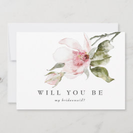 Elegante Floral Magnolia Bridesmaid Vorschlag Card Dankeskarte