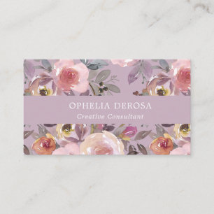 Elegante Floral Mauve Lila Wasserfarbe Visitenkarte