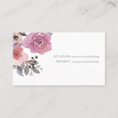 Elegante Floral Mauve Pink Wasserfarbe Visitenkarte (Rückseite)