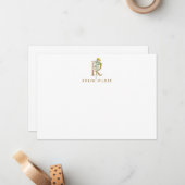 Elegante Floral Monogram Gold Letter R Note Card Mitteilungskarte (Vorderseite/Rückseite Beispiel)
