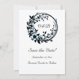 Elegante Floral Monogram Save the Date Karte
