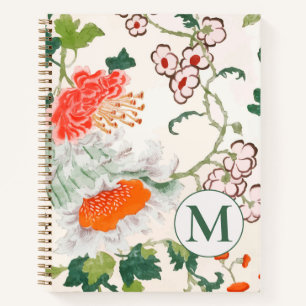 Elegante Floral Monogram Spiral Notizblock