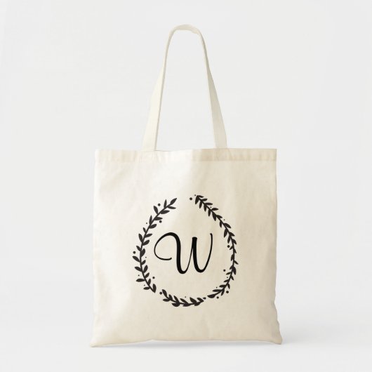 Elegante Floral Monogram-Tasche Tragetasche (Vorne)