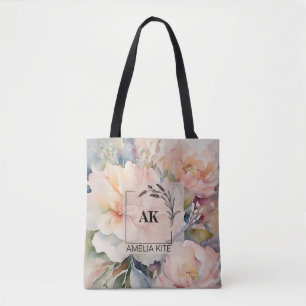 Elegante Floral Monogram Tote Bag - Stilvoll! Tasche