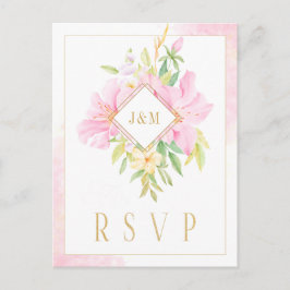 Elegante Floral Monogram Watercolor Pink Gold UAWG Postkarte